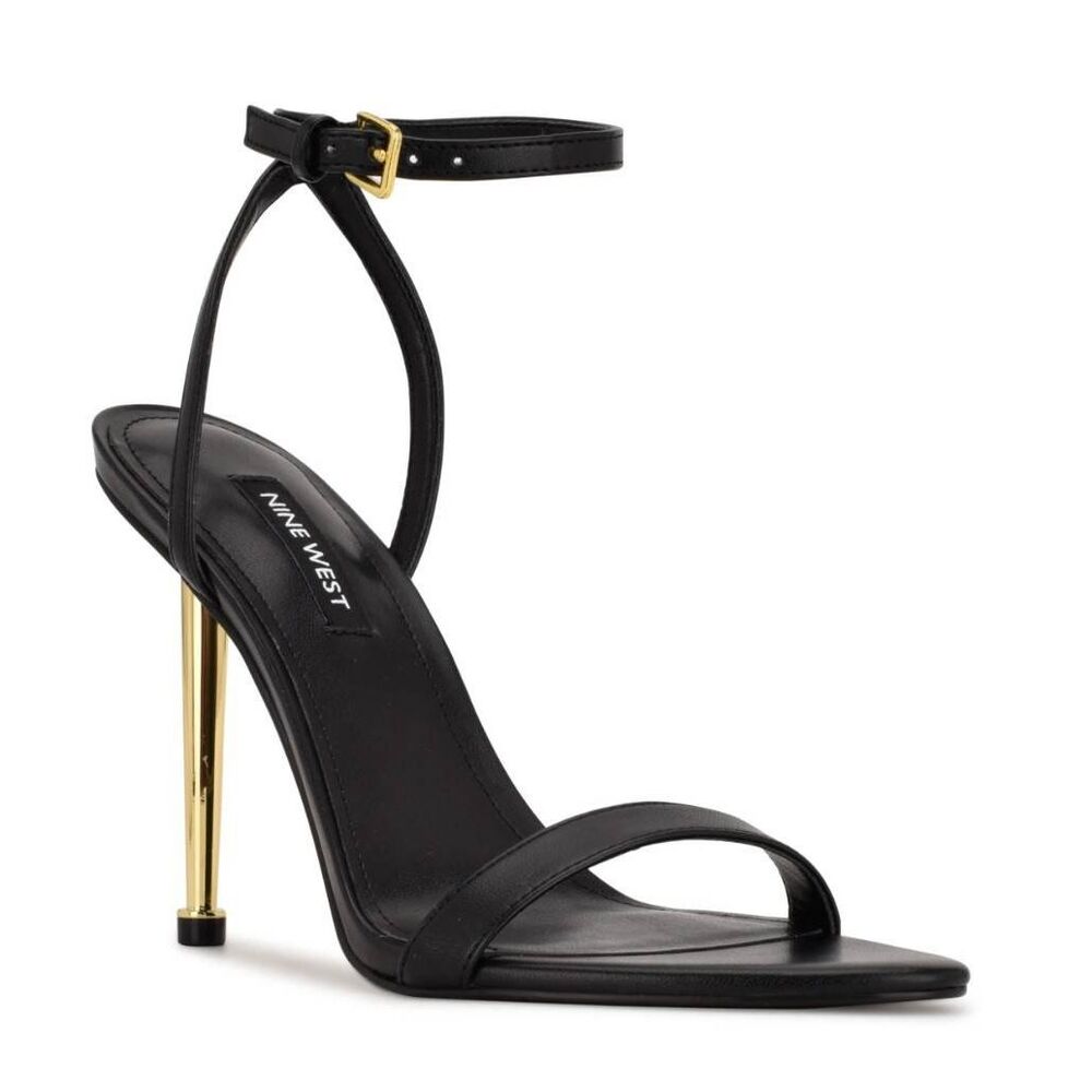 Nine West Reina Ankle Strap Sandals Stilettos Black NWT